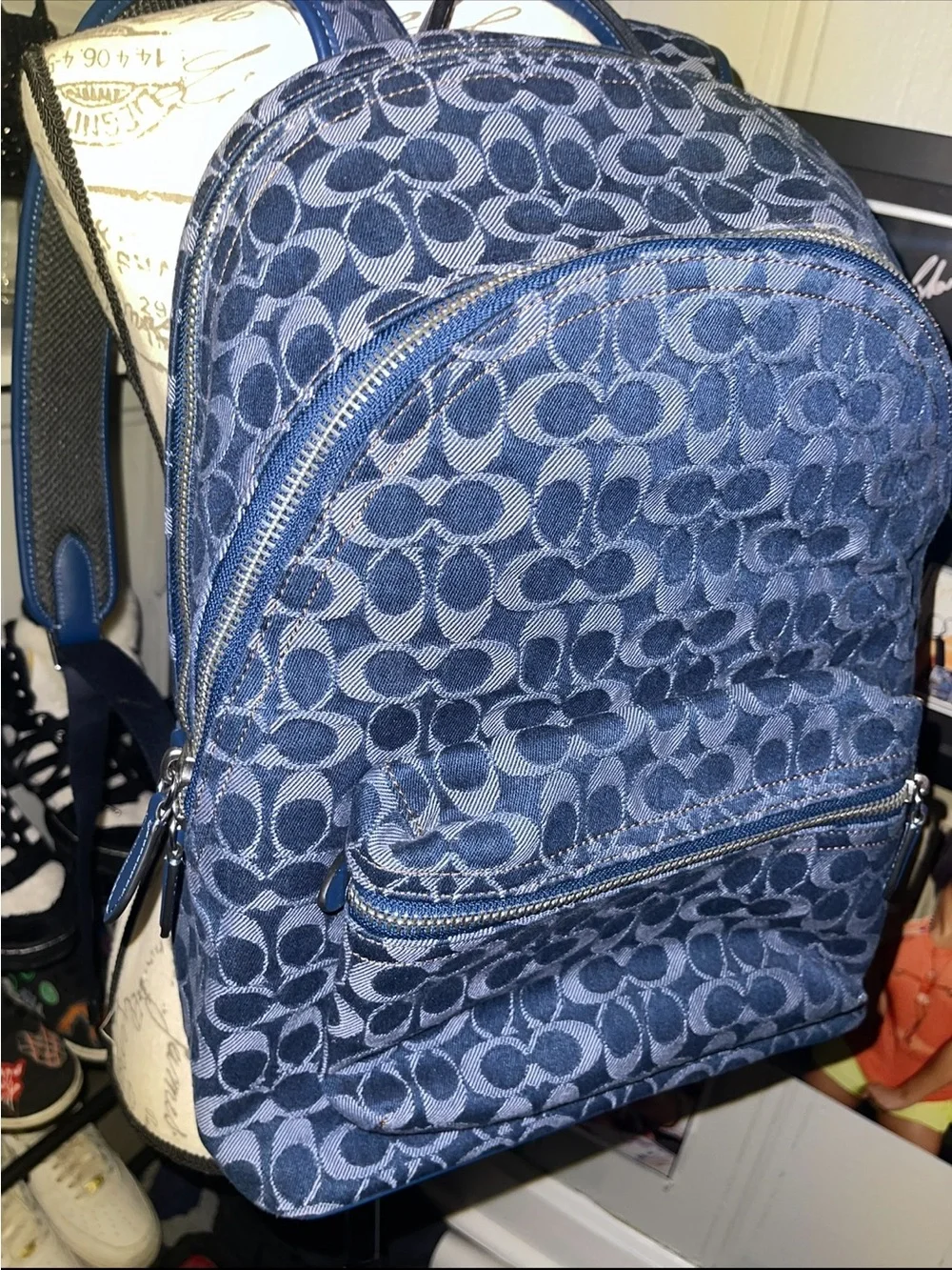 Coach Navy Signature Jacquard Men's Backpack